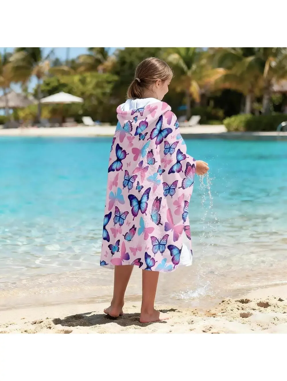 NWT Butterfy Soft Wearable Hooded Poncho Towel for Toddlers, 30